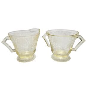 Sugar Creamer HAZEL ATLAS 1930's Yellow Florentine No. 2 Depression Glass